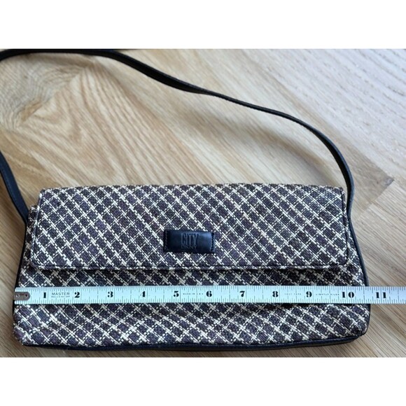 City DKNY Womens Woven Tweed Baguette Purse Black/Brown Small Shoulder Bag  Y2K - Picture 6 of 7